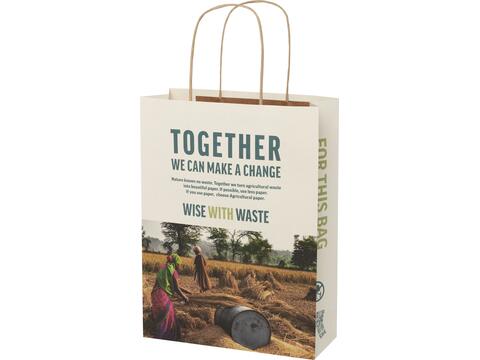 Agricultural waste paper bag with twisted handles - medium