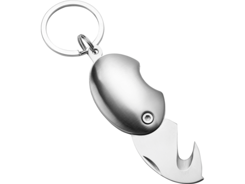 Keyring with seat belt cutter 