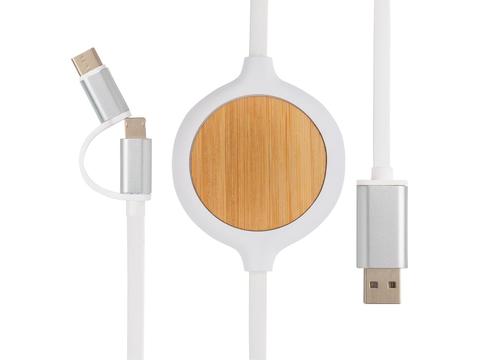 3-in-1 cable with 5W bamboo wireless charger