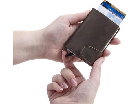 Leather wallet with RFID card holder