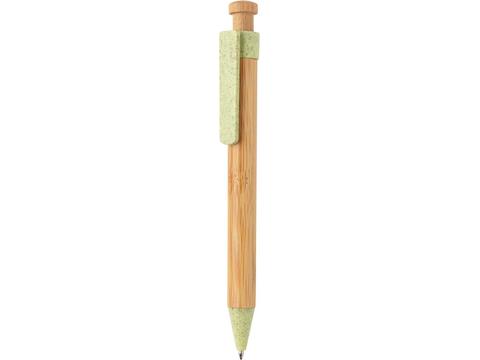 Bamboo pen with wheatstraw clip