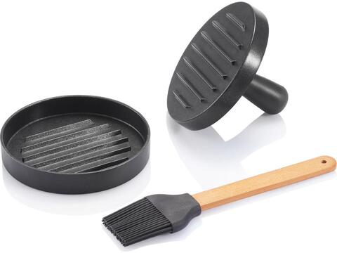 BBQ set with hamburger press and brush