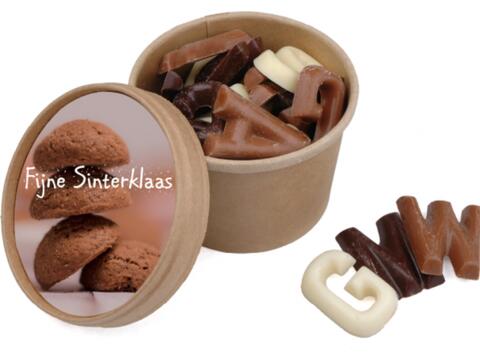 Saint  Nicolas cup with chocolate letters - 100 gr.