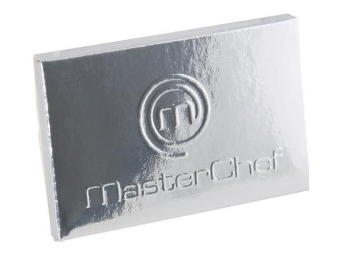 Credit card chocolate bar with embossing