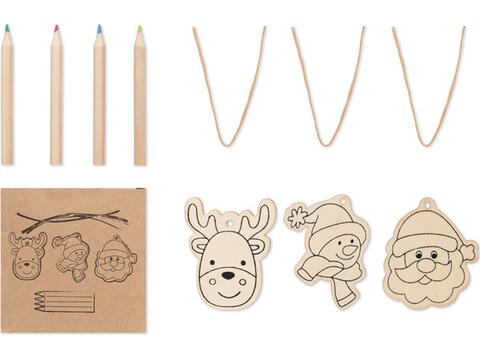 Drawing wooden ornaments set