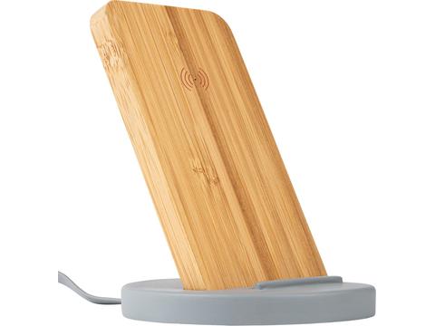 Wireless charging stand from Cement and Bamboo