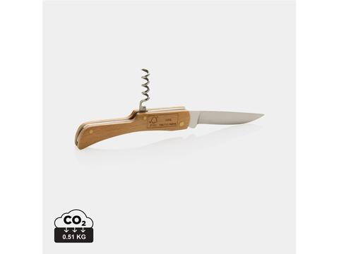 FSC® wooden knife with bottle opener