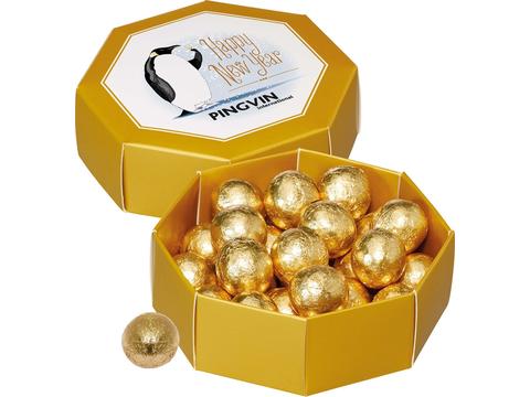 Gift box with gold chocolate balls