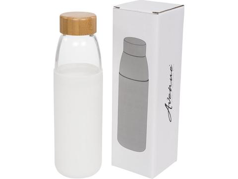 Kai 540 ml glass sport bottle with wood lid