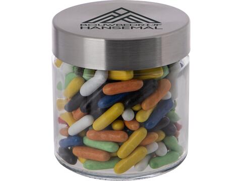 Glass jar stainless steel lid 0,35l with Liquorice sticks