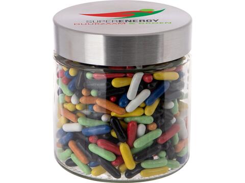 Glass jar stainless steel lid 0,9l with Liquorice sticks