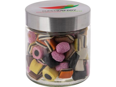 Glass jar stainless steel lid 0,9l with Allsorts Liquorice