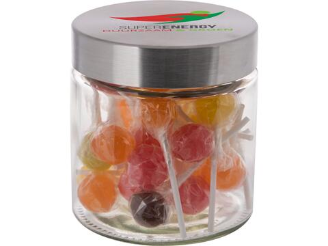 Glass jar stainless steel lid 0,9l with Lollipop mix