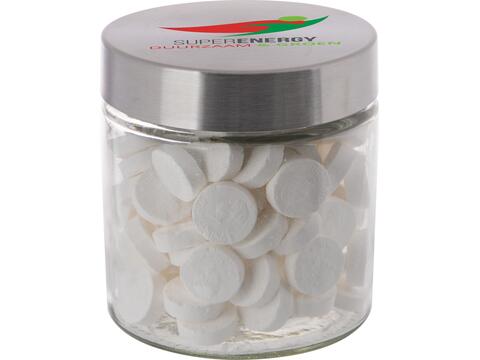 Glass jar stainless steel lid 0,9l with Wilhelmina mints