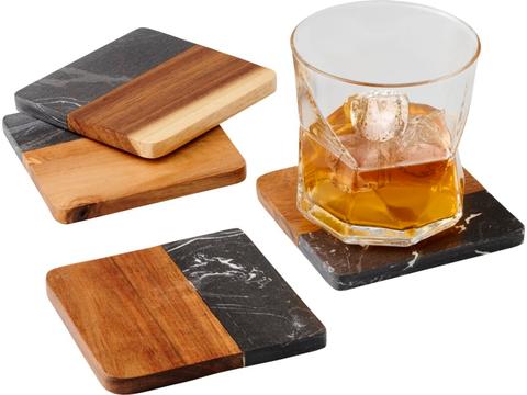 Harlow marble and wood coasters