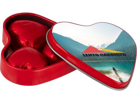 Heart shaped tin with 3 chocolate hearts