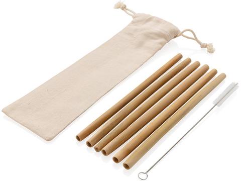 Reusable bamboo drinking straw set 6 pcs