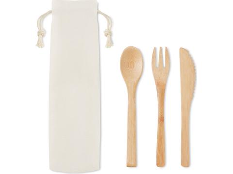 Re-usable bamboo cutlery set