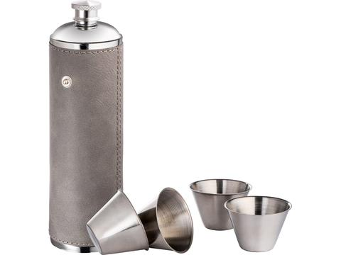 Hip flask with 4 cups