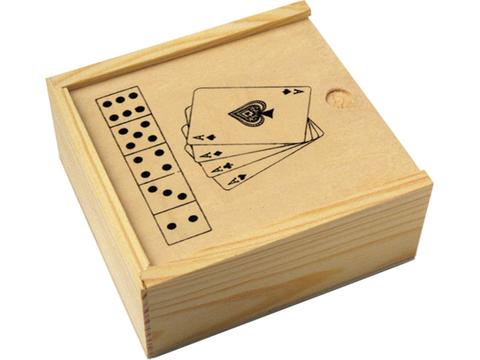 Wooden box with game set