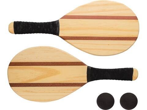 Wooden frescobol tennis set