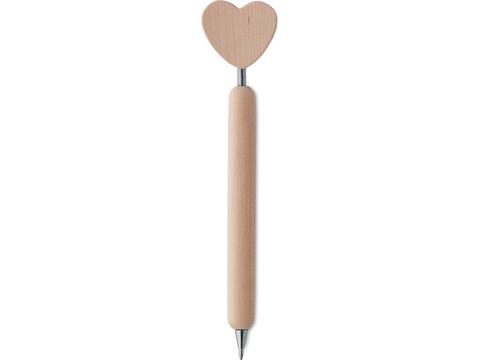 Wooden ball pen with heart on the top
