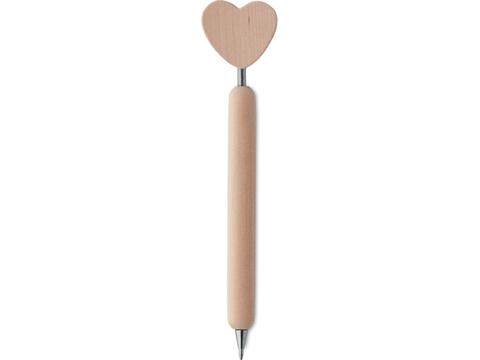 Wooden ball pen with heart on the top