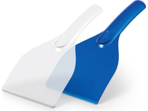 Curved plastic ice scraper