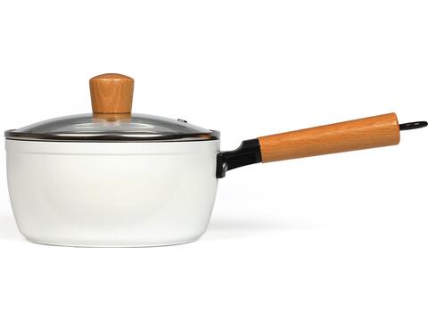 Sauce pan with wooden handles