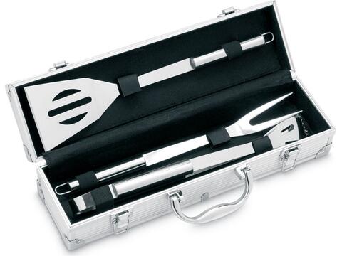 3 BBQ tools in aluminium case