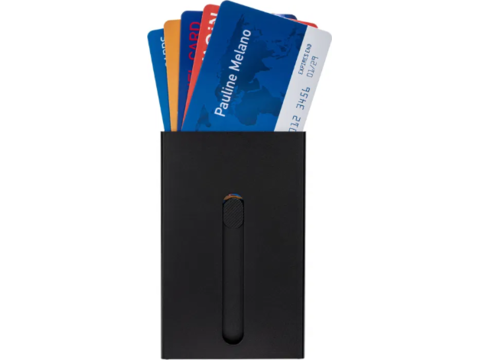 Aluminum credit card holder with fan out function