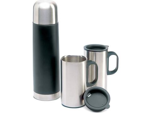 Insulation flask with 2 mugs