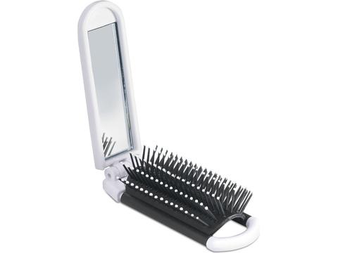 Foldable hairbrush with mirror