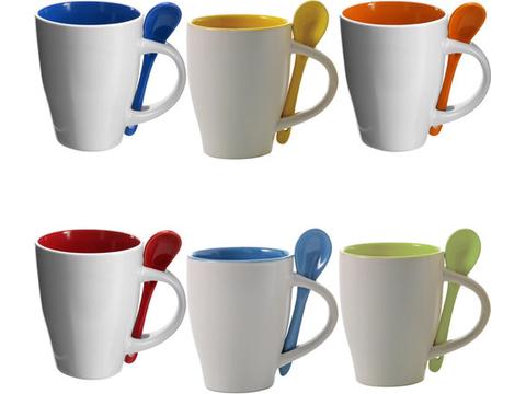 Ceramic mug with spoon - 300 ml