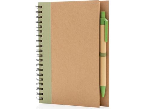 Kraft spiral notebook with pen