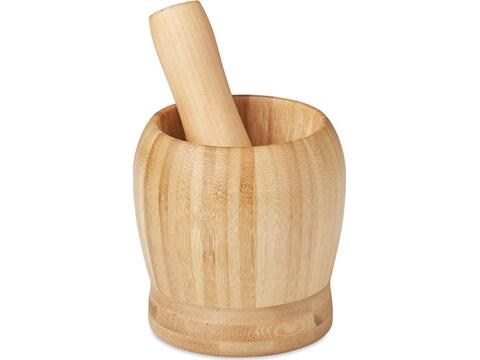 Mortar and pestle crush in bamboo