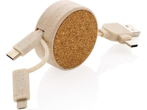 Cork and Wheat 6-in-1 retractable cable