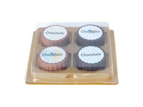 Logo bonbon van pure of melkchocolade met praline - 4 stuks bedrukken