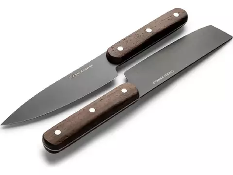 Orrefors Jernverk set of 2 knives, black & wood