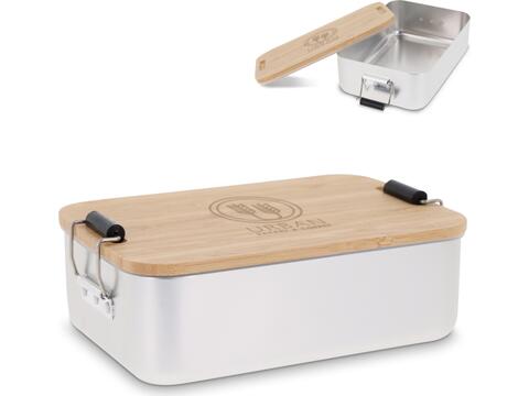 Lunch box aluminium with bamboo lid