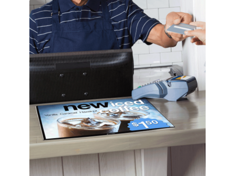 Mesa counter poster display A4