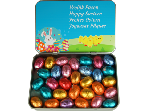 Easter chocolate in metal can