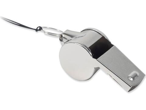 Metal whistle with lanyard