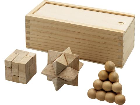 3 Pcs Wooden Brainteasers