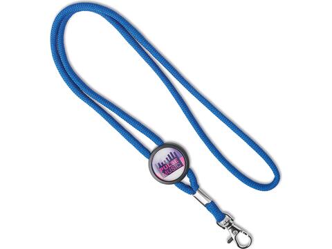 Custom-made polyester lanyard with slider and doming – fully custom design
