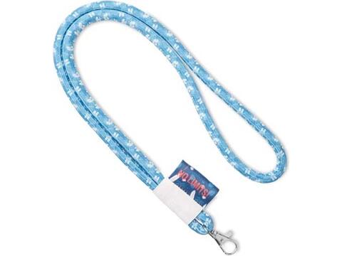 Custom-made polyester sublimation lanyard with full-color printing or woven label – fully personalized design