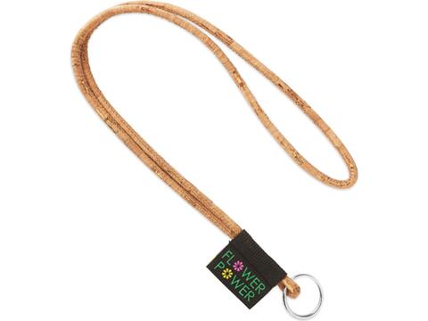 Custom-made cork lanyard with woven or full-color label – fully custom design