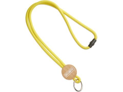 Custom-Made Polyester Lanyard with Round Bamboo Tag – Fully Personalized Design