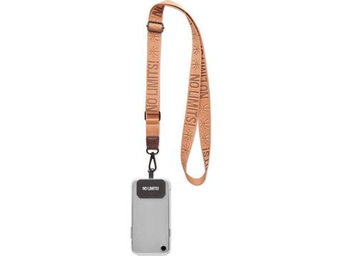 Custom-Made Woven Adjustable Crossbody Phone Holder with Embossed PU Leather Patch – Fully Custom Design