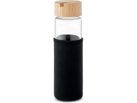 Glass bottle bamboo lid 600ml